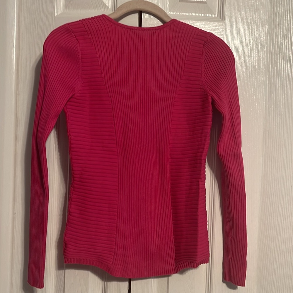 INC International concepts v neck ribbed fuchsia pink in size XS NWOT - Picture 6 of 6